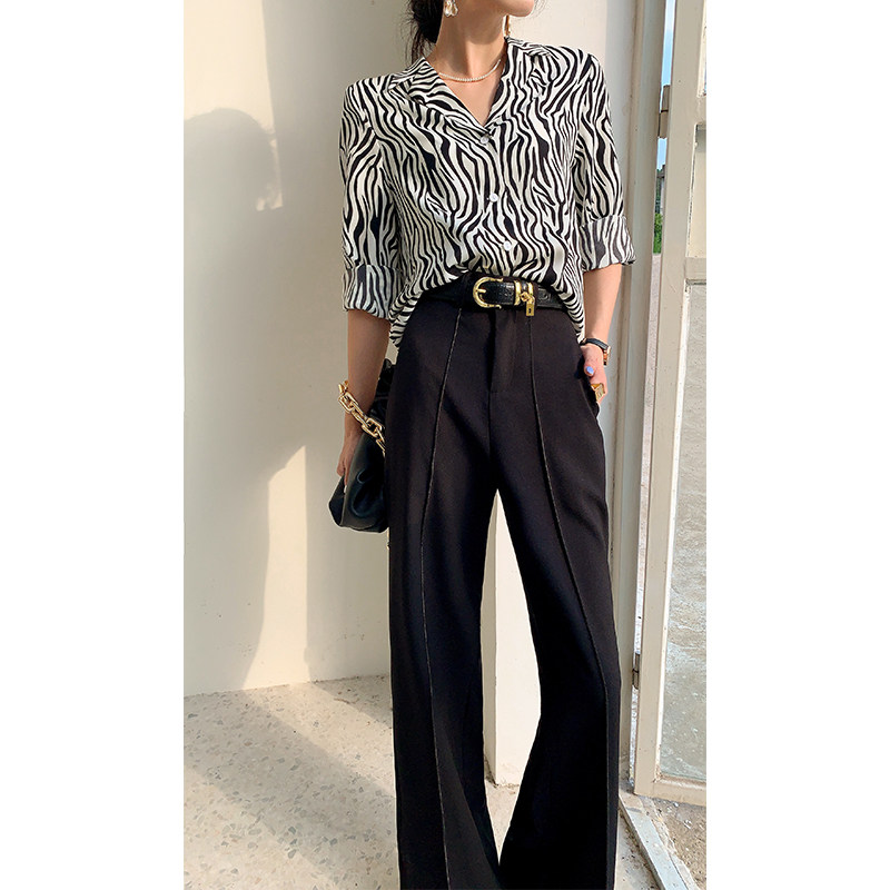 条纹女士设计感小众港风斑马纹衬衫 诞恩衬衫