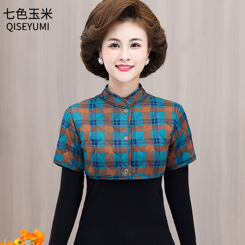 中老年丝绒护肩女秋冬新款睡觉加厚保暖棉背心妈妈装护肩颈膀马甲 - 图2