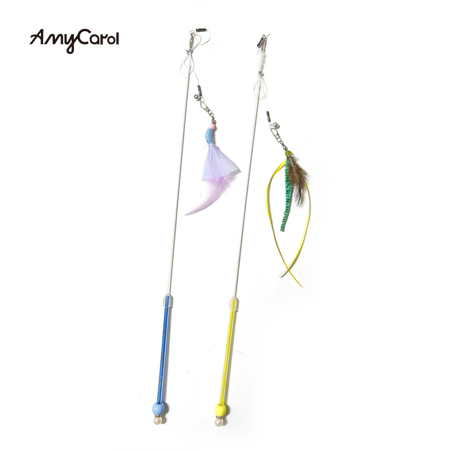 AmyCarol飞趣羽毛响纸响片长杆长绳自嗨解闷网红猫咪逗猫棒玩具,淘宝优惠券,粉丝福利购,淘宝优惠卷