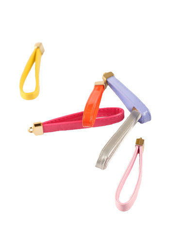 源简手创 配件 手工diy 钥匙链亮面彩色扁皮绳钥匙扣铃铛挂件车挂 - 图3