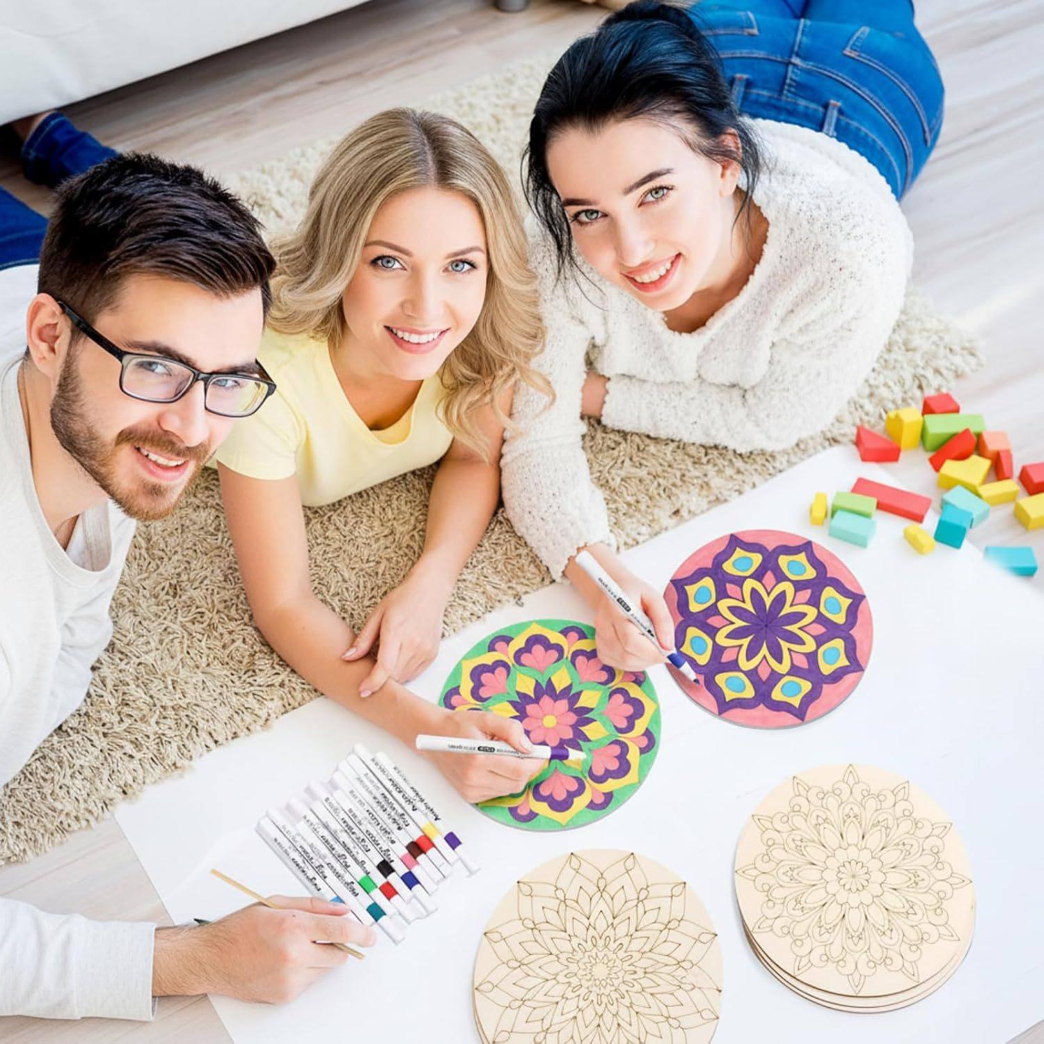 曼陀罗白模木板片手绘手工DIY材料10pcs涂鸦填色墙壁装饰绘画涂色,淘宝优惠券,粉丝福利购,淘宝优惠卷