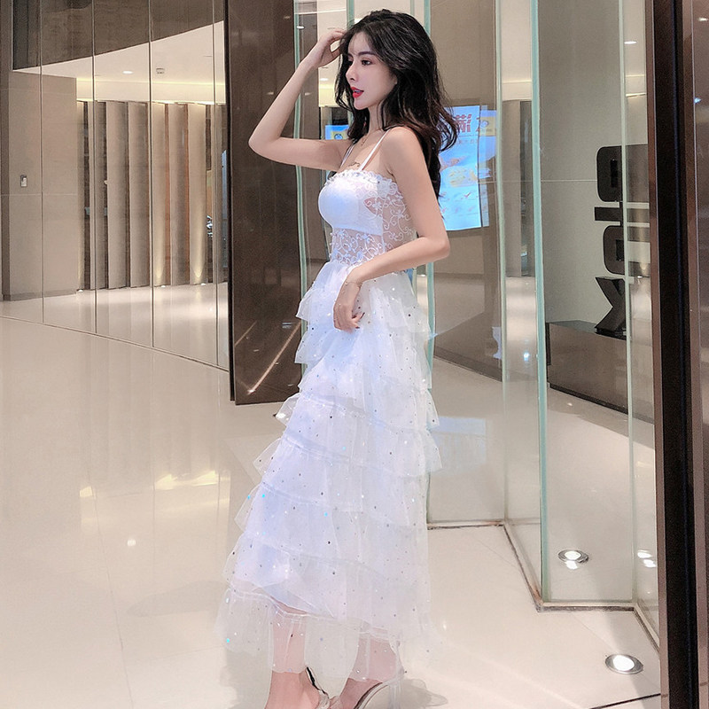夜店长款蓬蓬蕾丝夏季气质连衣裙 陌鲨连衣裙