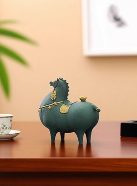 马上有钱装饰品家居办公室客厅电视柜酒柜工艺品生肖摆件乔迁