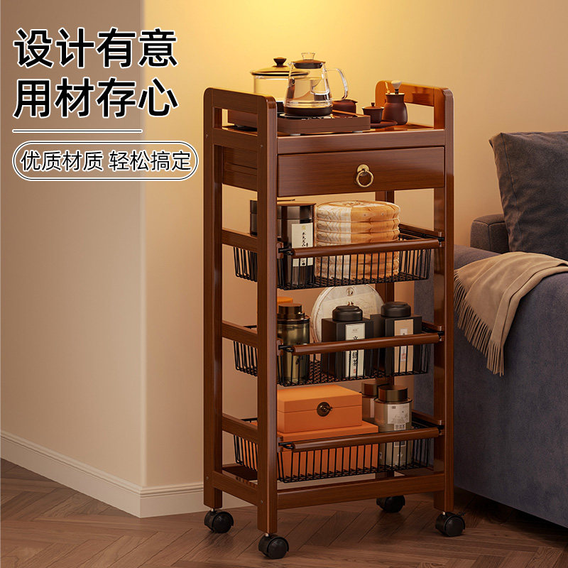 中古风可移动小推车置物架茶几客厅沙发边几床头卧室零食收纳架子,淘宝优惠券,粉丝福利购,淘宝优惠卷