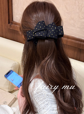 鎏金伯克利呢子13cm香蕉夹蝴蝶结发夹女慵懒风马尾扭扭夹后脑勺竖