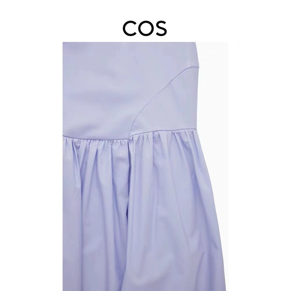 COS女装 休闲版型不规则缩褶T恤连衣裙蓝2022夏季新品1031499003