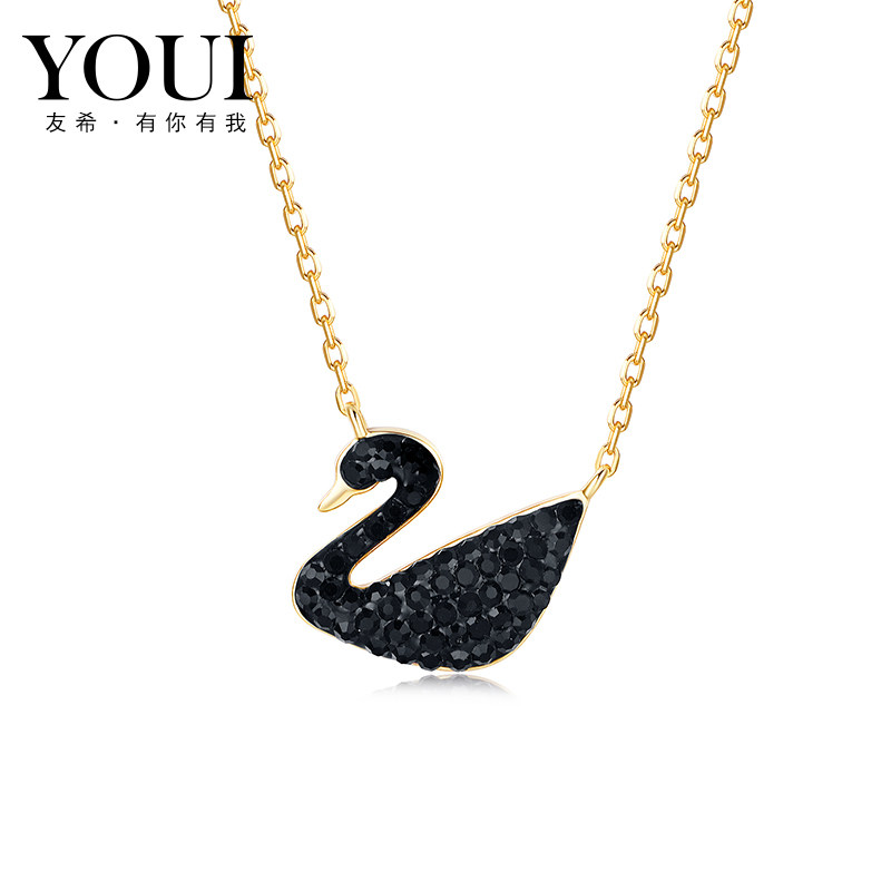 925纯银黑天鹅女小众ins锁骨链 友希项链
