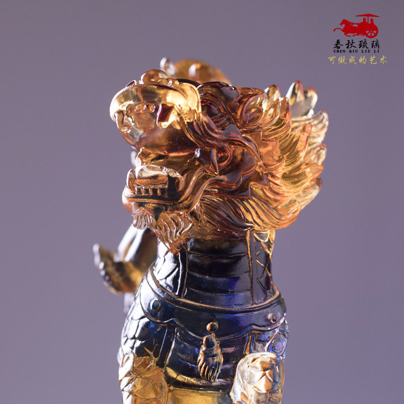 琉璃送子麒麟摆件金童玉女家居装饰品结婚礼物特色工艺品古法制作