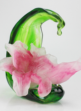 粉烧琉璃百合花摆件装饰工艺品