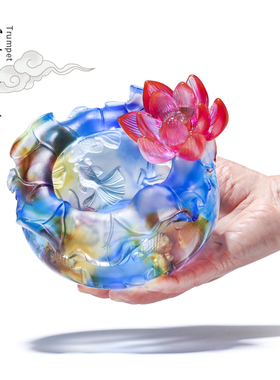 荷塘月色聚宝盆莲花摆件