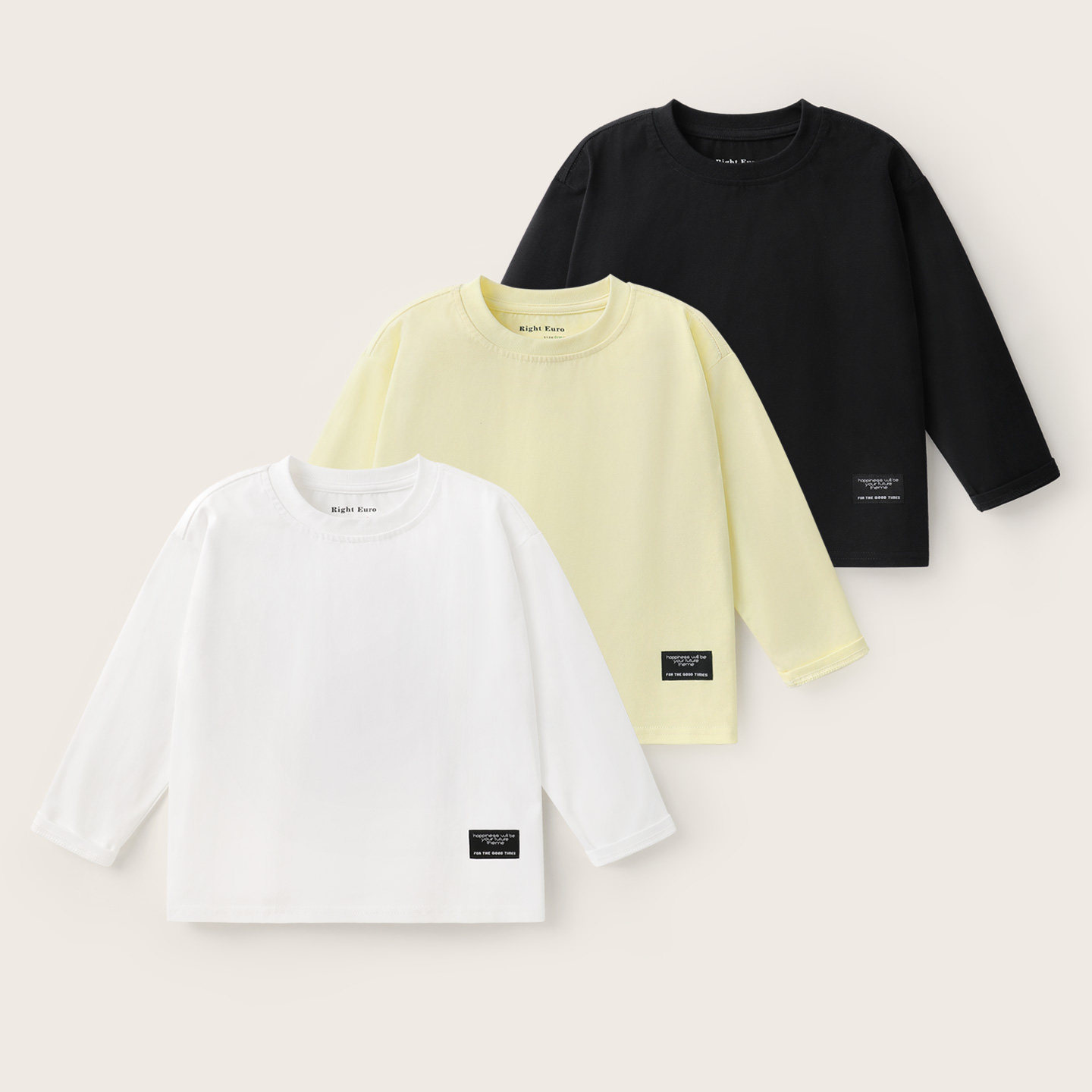 右欧男童女童长袖T恤纯棉儿童打底衫内搭纯色春秋季新款童装上衣,淘宝优惠券,粉丝福利购,淘宝优惠卷