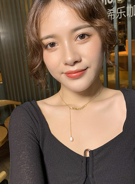 麦穗纯银巴洛克长款Y字设计项链