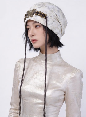美式复古扎染堆堆帽女显脸小