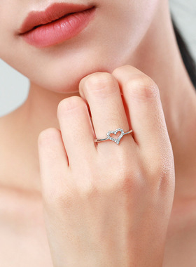 戴之梦女纯银少女镂空爱心戒指