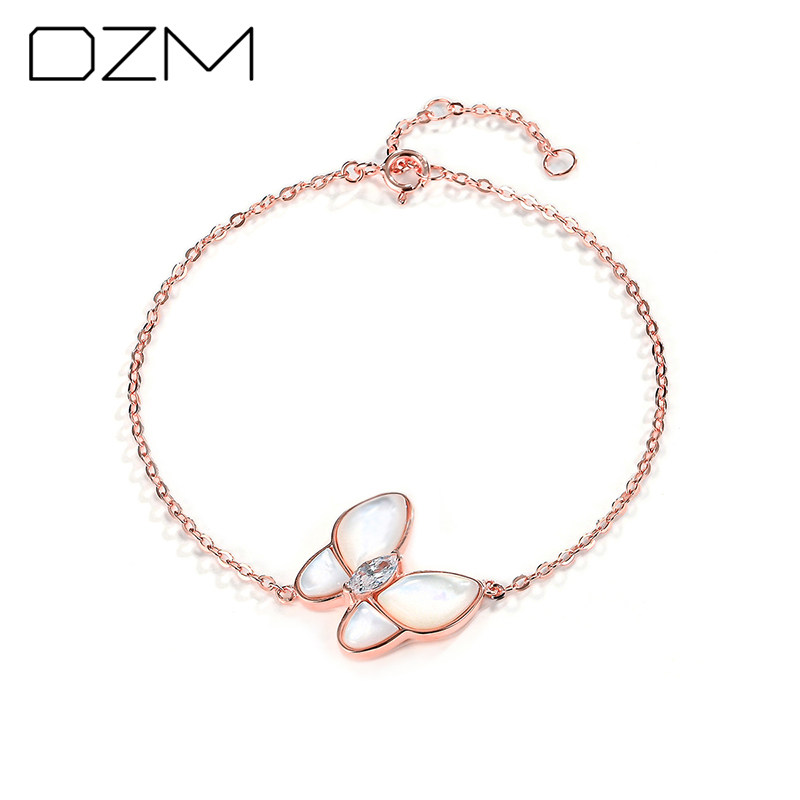 925纯银白贝母蝴蝶女18k ins手链 戴之梦手链