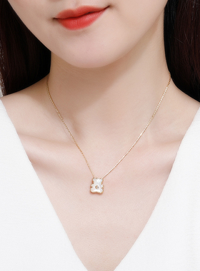 小熊项链女夏设计感白七夕送礼物