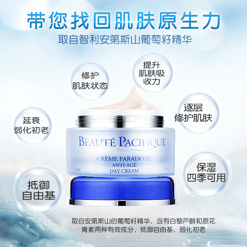 丹麦BP宝缔葡萄籽精粹面霜补水保湿日霜淡化细纹滋润日霜50ml-图2