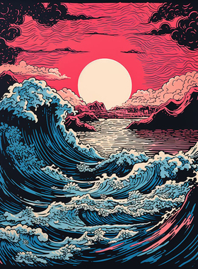 海上明月共潮生DIY数字丙烯画风景高端定制填色手绘