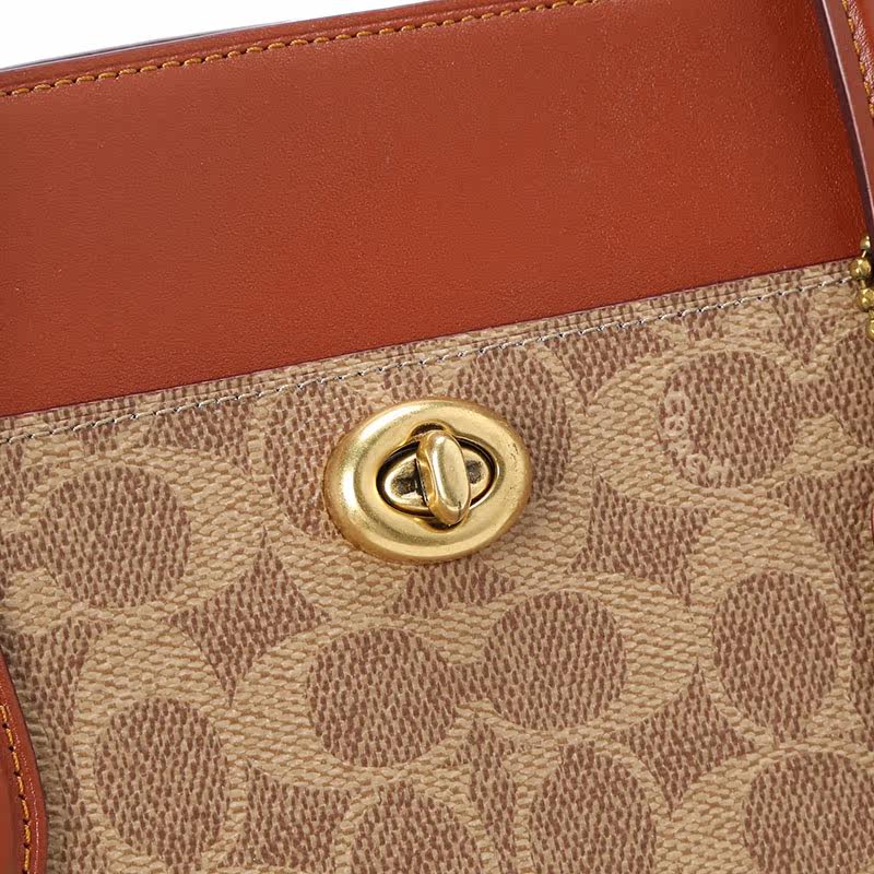 coach lora老花托特包中号椭圆扣 LAMAVO女士包袋