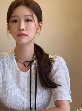 女韩国ins丝带蝴蝶结项链