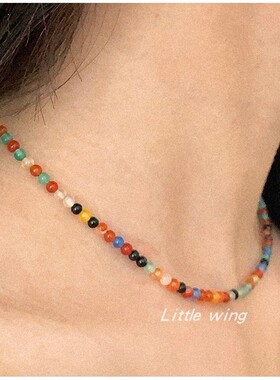 女甜美文艺夏日彩色项链