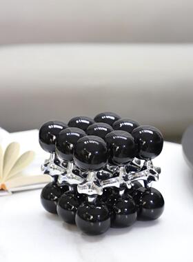 现代简约几何立方体珠点圆球艺术摆件客厅卧室玄关酒店家居装饰品