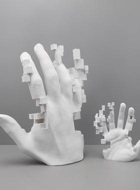 北欧创意白色马赛克手掌树脂摆件客厅卧室玄关酒店书房家居装饰品