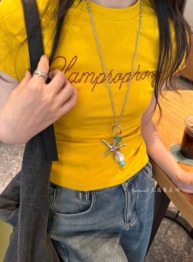 海星贝壳吊坠毛衣链海边度假风长款项链女款2025新款甜酷颈链配饰