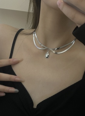 欧美ins冷淡水滴蛇骨链毛衣气质