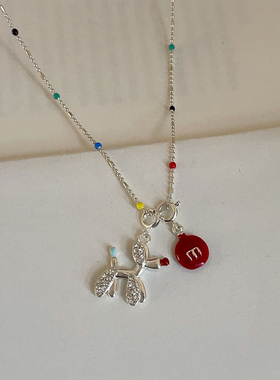 萌趣卡通气球狗多巴胺彩色项链女小众高级感时尚百搭颈链毛衣链