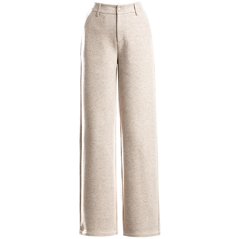 米色羊毛呢阔腿裤秋冬2021年休闲裤 扇影休闲裤