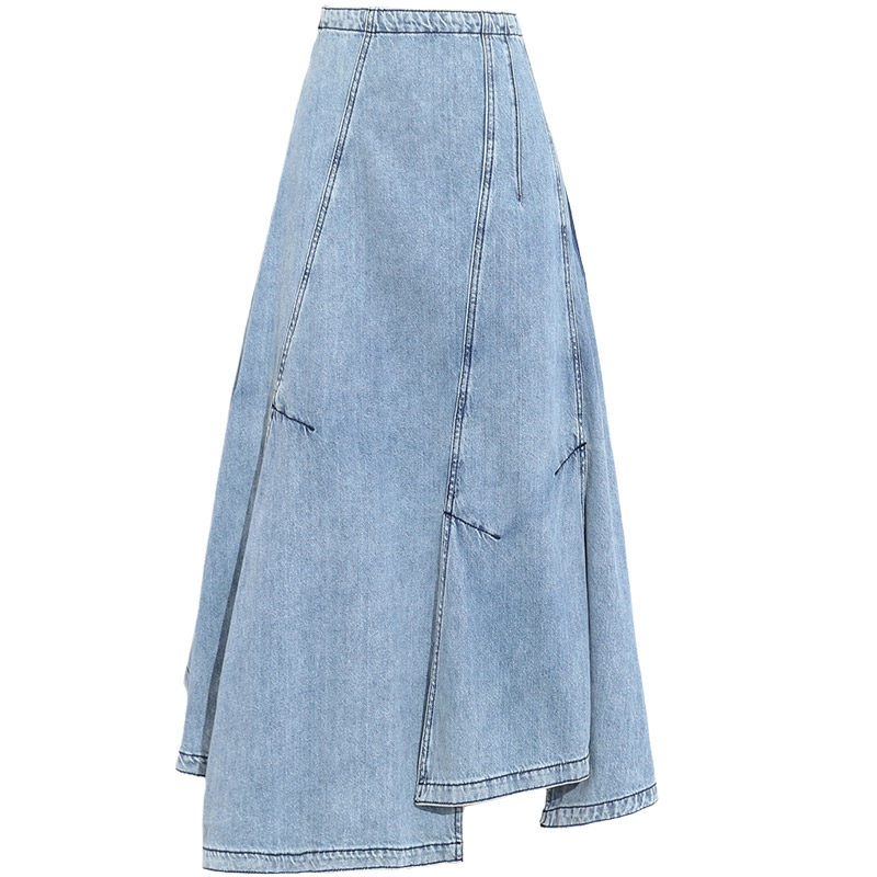 高腰2020年秋季新款中长牛仔半身裙 扇影半身裙