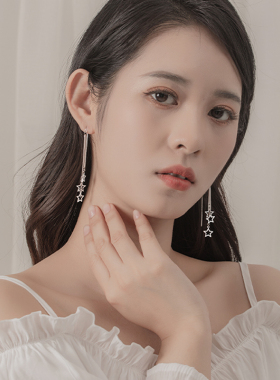 星星流苏银耳环女纯银2026年新款潮简约百搭耳线高级感耳饰送女友
