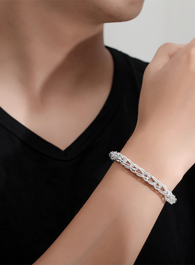 霸气龙头999手链男纯银首饰