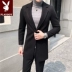 Áo khoác len cho nam Playboy trong phần dài của phiên bản Hàn Quốc của chiếc áo khoác len tự trồng 2018 cho nam mùa đông mới - Áo len