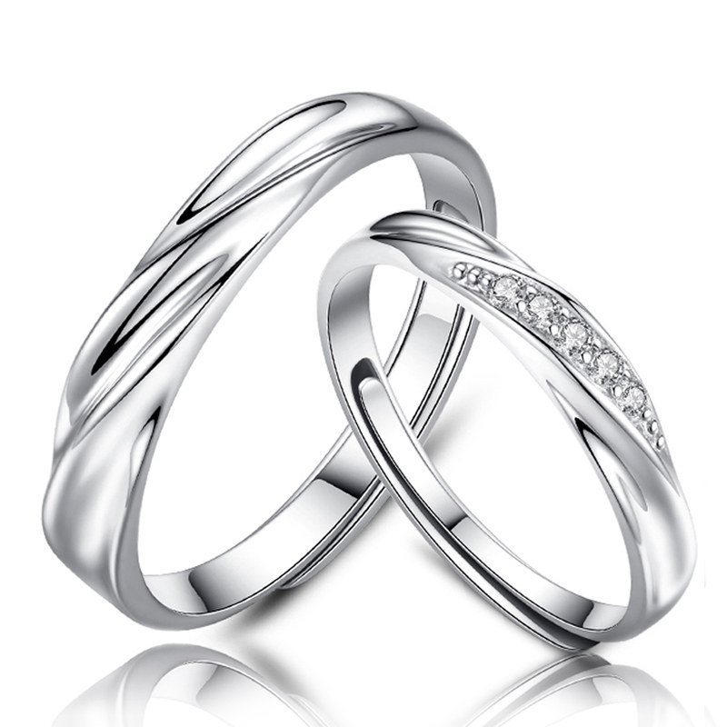 纯银一对男女对戒款小众情侣戒指 芙匠戒指/指环