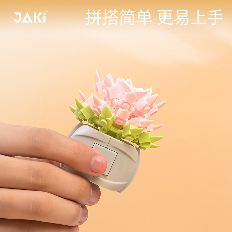 jaki佳奇多肉植物盆栽室内拼装玩具 jiaqi建构/拼插积木