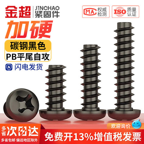 PB加硬铁碳钢黑色圆头十字平尾自攻螺丝盘头小螺钉M1M1.2M2M3M4mm - 图0