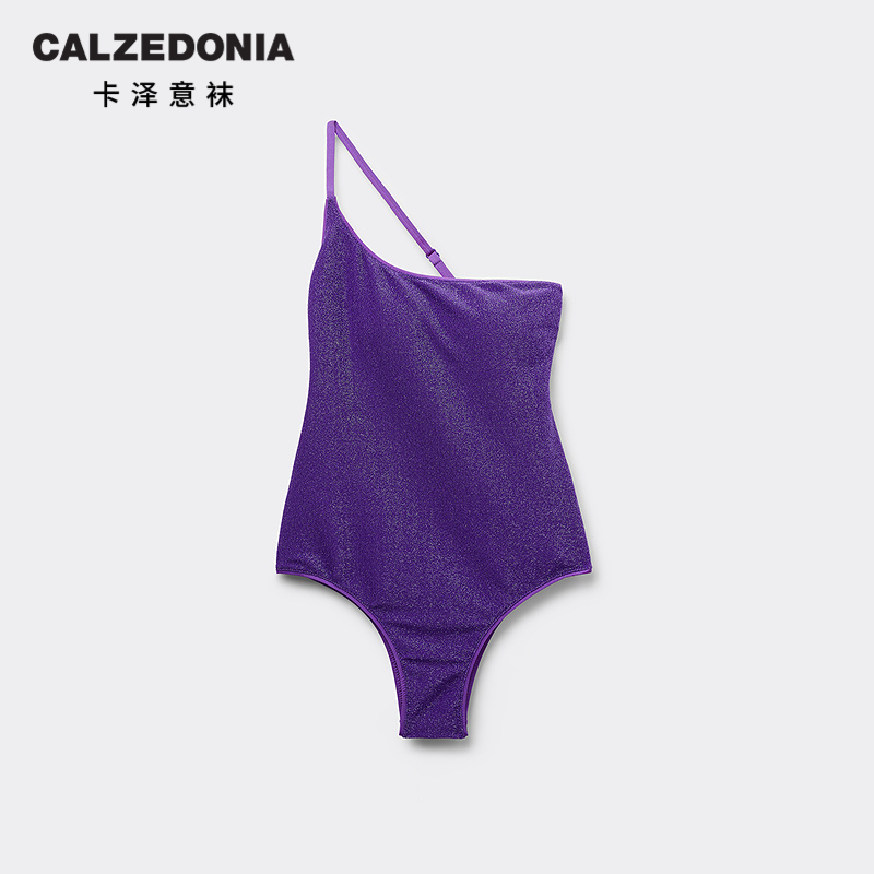 CALZEDONIA卡泽意袜25夏女海边度假性感单肩闪葱连体泳衣0IS1862 - 图3