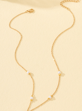 复古风时尚简约百搭金色吊坠项链