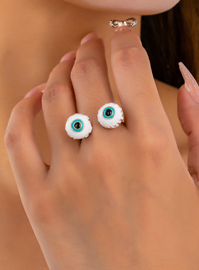 时尚个性夸张白色戒指指环