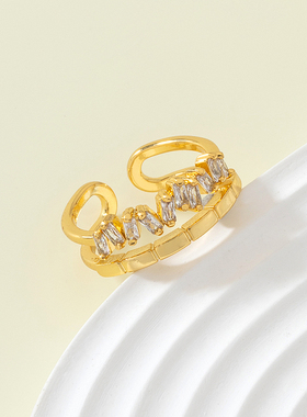 欧美风时尚简约百搭轻奢开口戒指