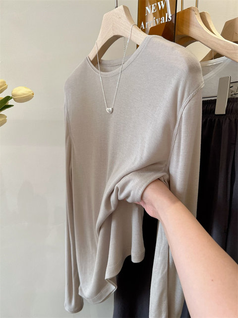 Nuojiji round neck tencel slimming bottoming shirt