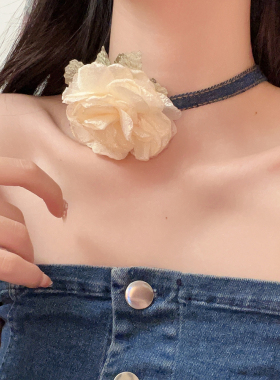 花朵choker气质颈链法式优雅项链