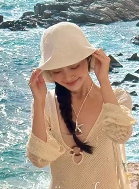 度假风做旧海星吊坠绑带皮革项链