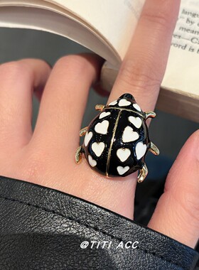 彩色甲壳虫戒指小众设计感指环