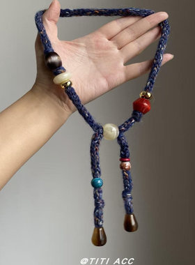 复古针织毛线抽拉长项链女秋冬轻奢高级感锁骨链配饰小众毛衣链潮