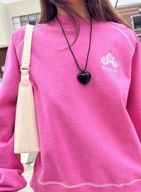 fever同款皮质黑色爱心麻绳项链