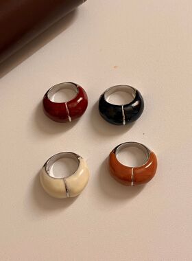 欧美ins高级感镀真金滴釉指环戒