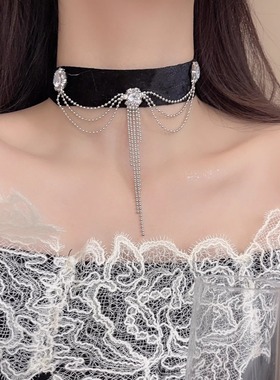 红色圣诞节颈链复古宫廷风项链